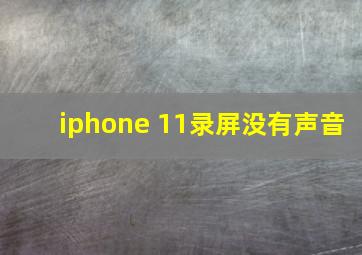 iphone 11录屏没有声音